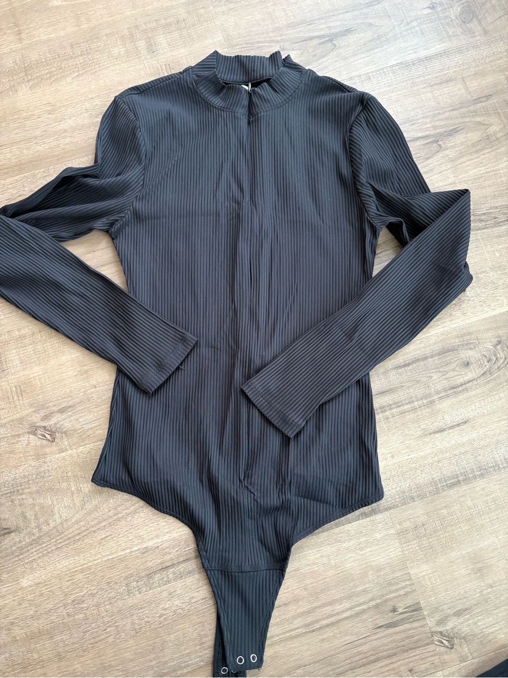 Women’s Black Ribbed Long-Sleeve Bodysuit